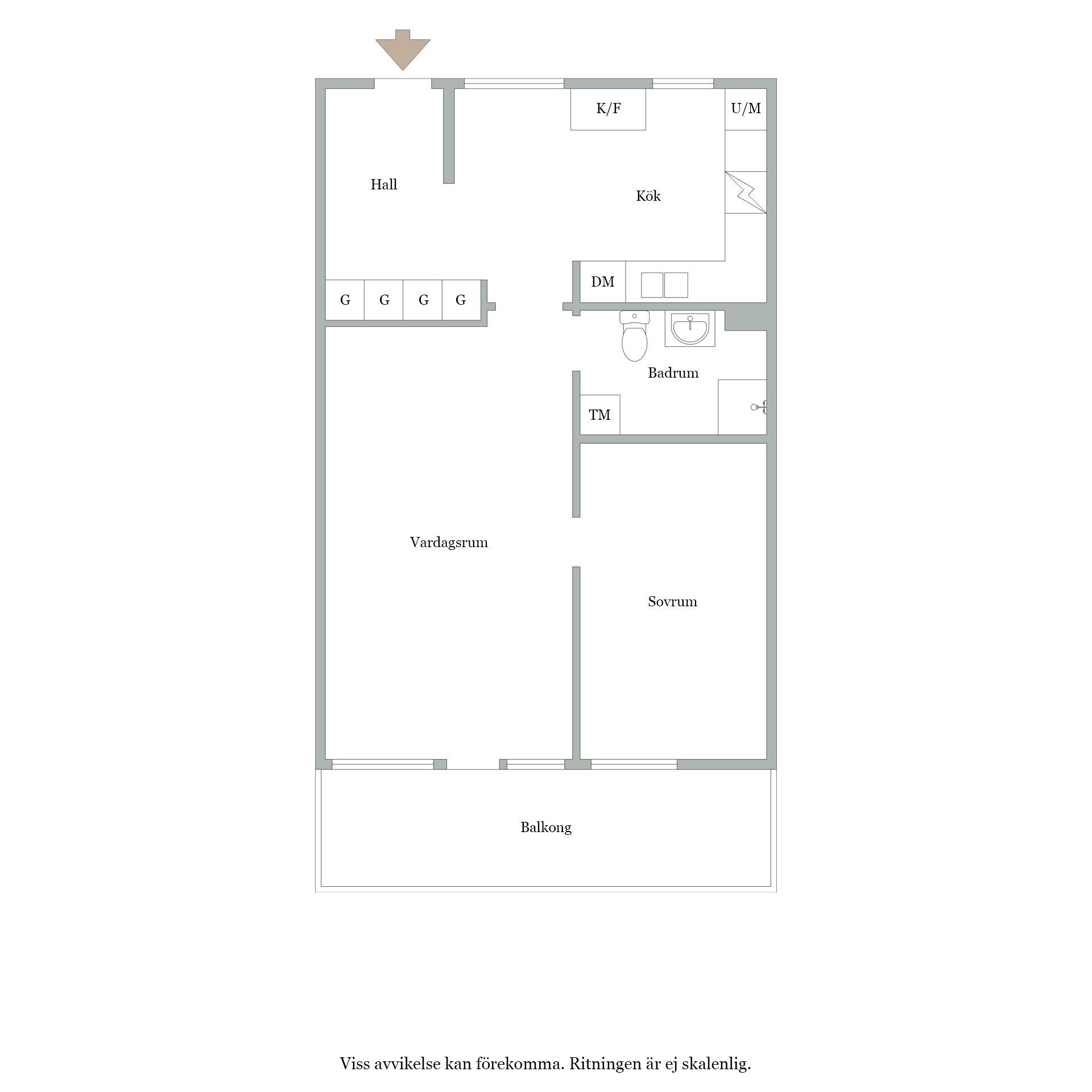 Snyggt renoverad 2:a i Kärra med stor balkong i söderläge